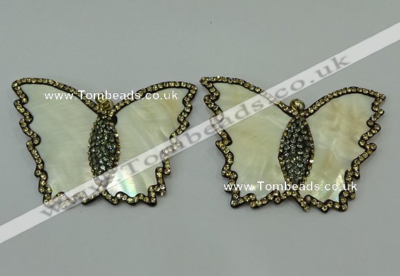 CGP297 45*65mm butterfly pearl shell pendants wholesale