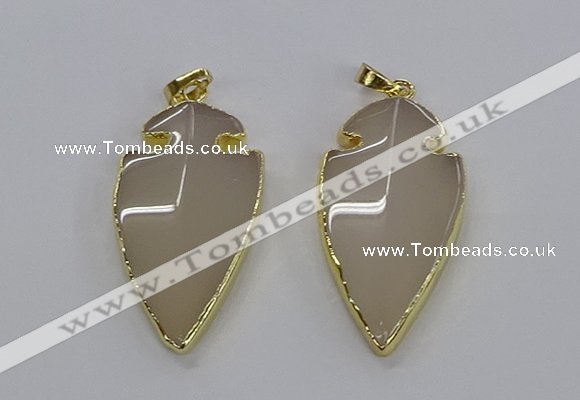 CGP3001 22*45mm arrowhead agate gemstone pendants wholesale