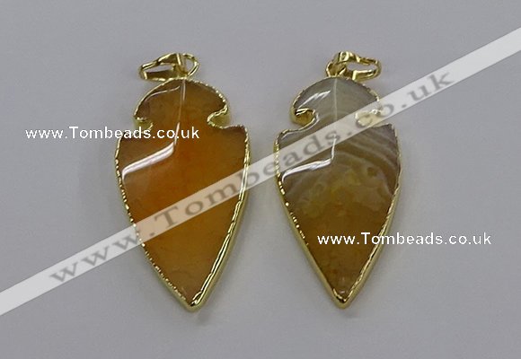 CGP3002 22*45mm arrowhead agate gemstone pendants wholesale