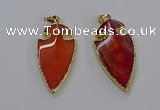 CGP3004 22*45mm arrowhead agate gemstone pendants wholesale