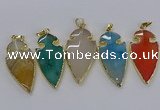 CGP3008 22*45mm arrowhead agate gemstone pendants wholesale