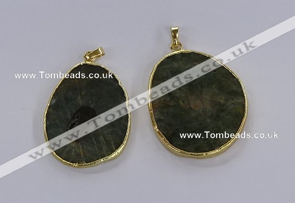 CGP3018 30*40mm - 40*45mm freeform green tourmaline pendants