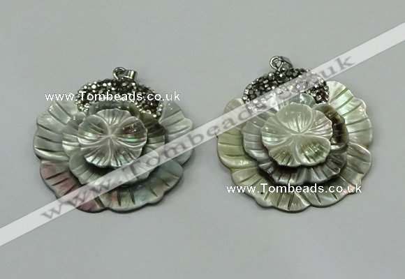 CGP302 40*42mm flower pearl shell pendants wholesale