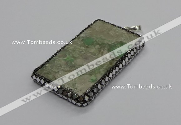 CGP3020 30*60mm - 40*60mm rectangle green apple jasper pendants