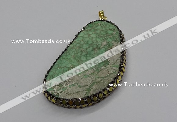 CGP3026 35*50mm - 40*65mm freeform green apple jasper pendants