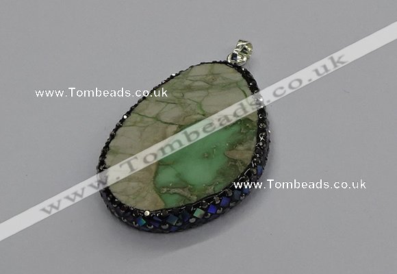 CGP3027 35*50mm - 40*65mm freeform green apple jasper pendants