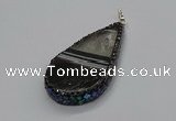 CGP3047 30*45mm - 35*60mm flat teardrop druzy agate pendants