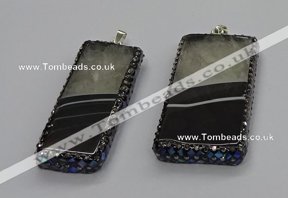 CGP3057 20*60mm - 30*65mm rectangle druzy agate pendants