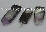 CGP3078 25*50mm - 30*65mm freeform druzy amethyst pendants