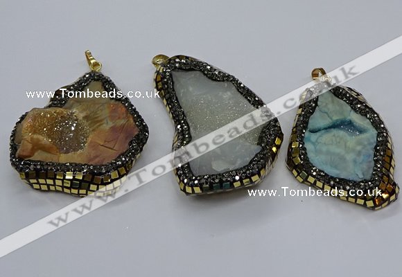 CGP3083 40*50mm - 45*55mm freeform druzy agate pendants