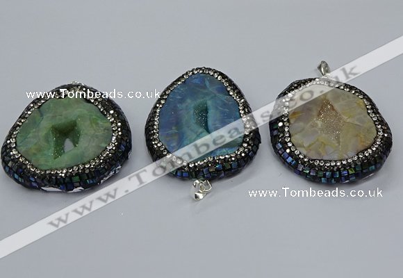 CGP3084 40*50mm - 45*55mm freeform druzy agate pendants