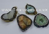 CGP3085 40*50mm - 45*55mm freeform druzy agate pendants