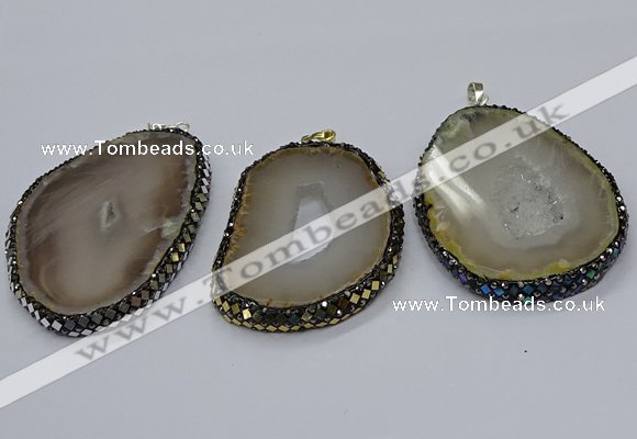 CGP3090 40*50mm - 50*60mm freeform druzy agate pendants