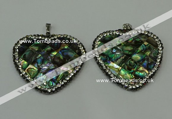 CGP310 40*40mm heart abalone shell pendants wholesale