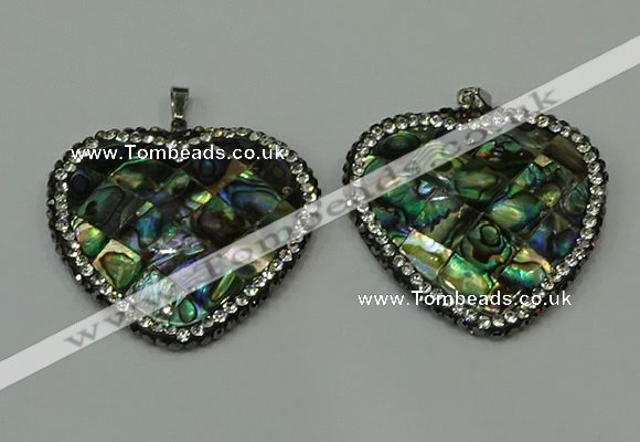 CGP310 40*40mm heart abalone shell pendants wholesale