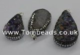 CGP3100 25*40mm - 30*65mm freeform plated druzy amethyst pendants