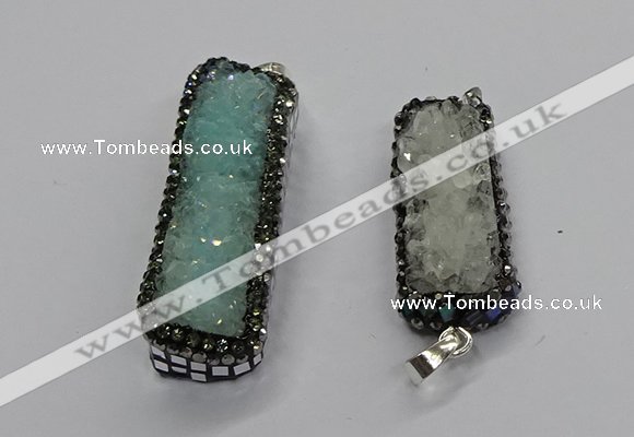 CGP3101 15*45mm - 15*55mm rectangle druzy agate pendants