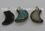 CGP3104 25*40mm moon-shaped druzy agate pendants wholesale