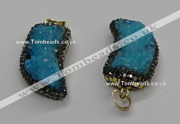 CGP3105 20*45mm horn druzy agate pendants wholesale