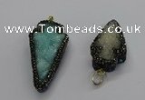 CGP3106 20*40mm - 25*45mm arrowhead druzy agate pendants