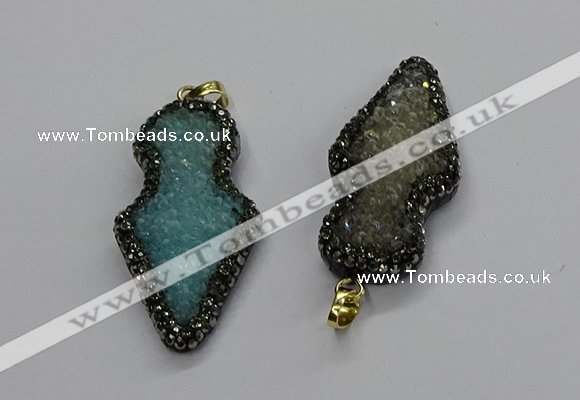 CGP3107 22*50mm arrowhead druzy agate pendants wholesale
