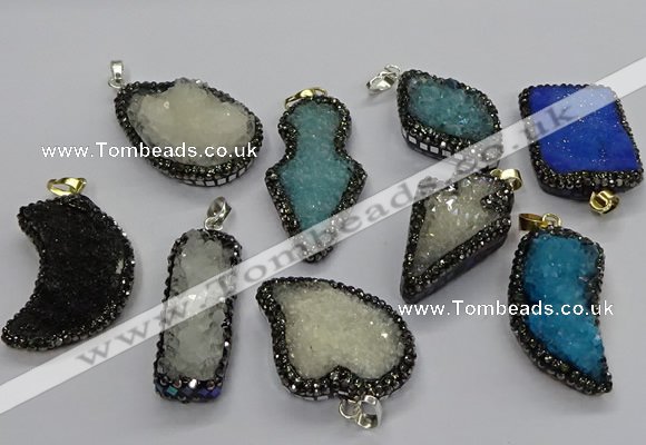 CGP3110 20*30mm - 30*45mm freeform druzy agate pendants