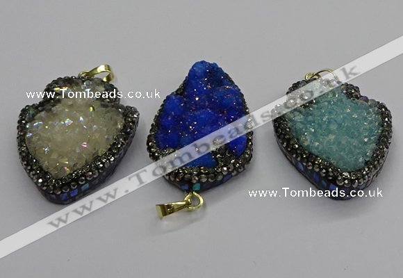 CGP3112 30*45mm arrowhead druzy agate pendants wholesale