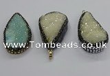 CGP3113 30*55mm flat teardrop druzy agate pendants wholesale