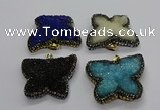 CGP3114 40*45mm butterfly druzy agate pendants wholesale