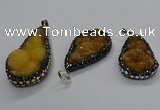 CGP3116 25*45mm - 30*50mm flat teardrop druzy agate pendants