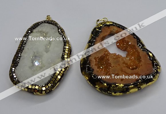 CGP3118 45*65mm - 55*70mm freeform druzy agate pendants