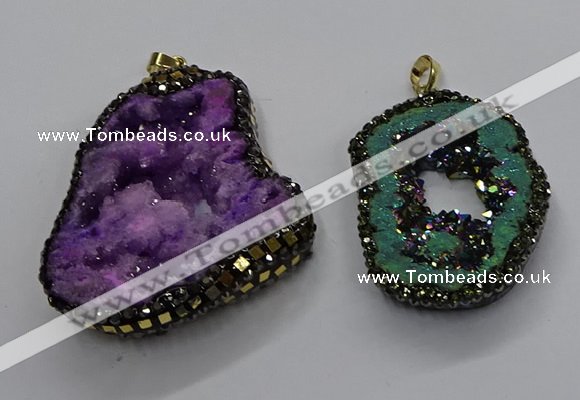 CGP3119 30*45mm - 40*55mm freeform druzy agate pendants