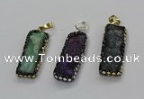 CGP3125 12*35mm - 15*40mm rectangle druzy agate pendants