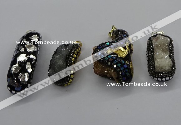 CGP3129 20*40mm - 25*45mm freeform druzy agate pendants