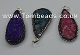 CGP3138 25*50mm - 25*55mm flat teardrop druzy agate pendants