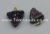 CGP3140 25*30mm - 30*35mm triangle plated druzy amethyst pendants