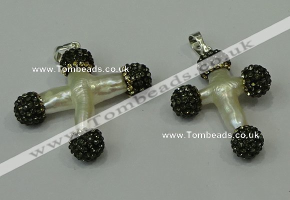 CGP316 25*35mm - 30*35mm cross pearl pendants wholesale