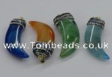 CGP3167 20*50mm - 25*55mm horn agate gemstone pendants
