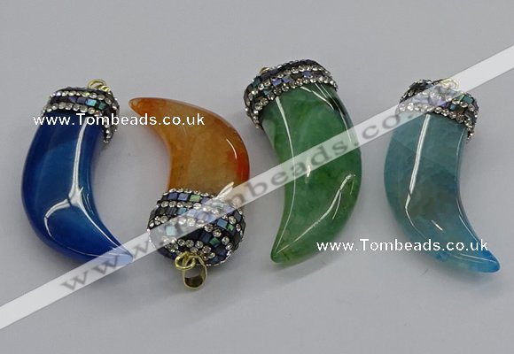 CGP3167 20*50mm - 25*55mm horn agate gemstone pendants