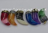 CGP3168 20*50mm - 25*55mm horn agate gemstone pendants