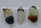 CGP3209 25*45mm - 28*50mm nuggets citrine & white crystal pendants