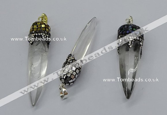 CGP3223 12*45mm - 15*55mm sticks white crystal pendants