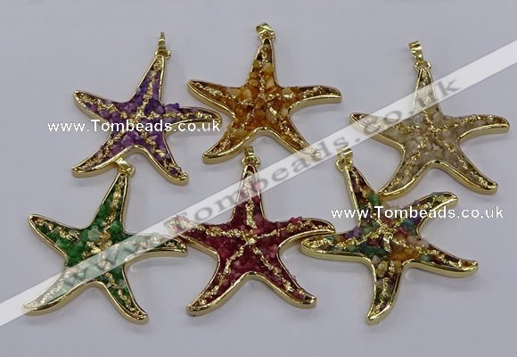 CGP3239 55*58mm starfish druzy agate pendants wholesale