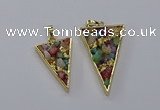 CGP3262 25*40mm - 30*50mm triangle druzy agate pendants wholesale