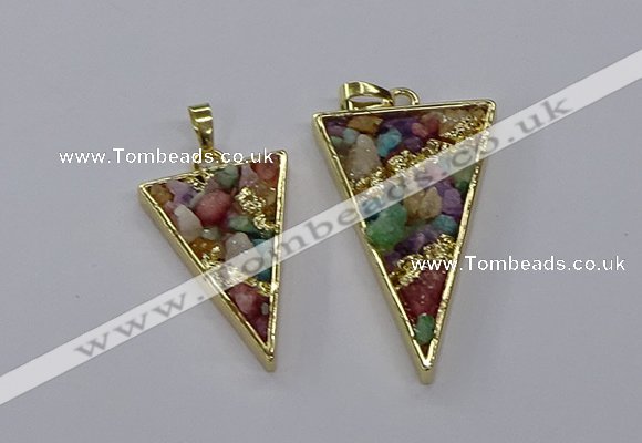 CGP3262 25*40mm - 30*50mm triangle druzy agate pendants wholesale