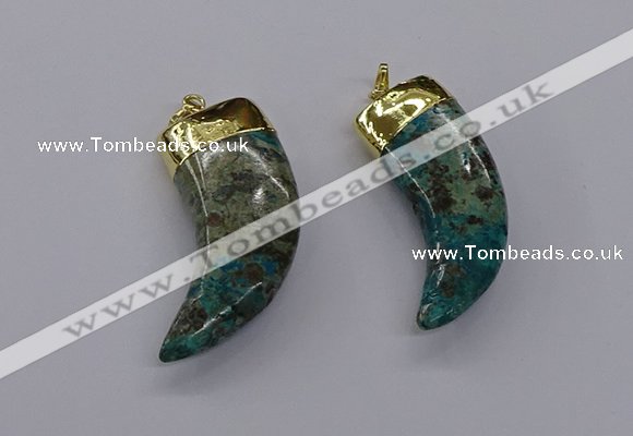 CGP3275 20*50mm - 22*55mm horn ocean agate pendants