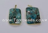 CGP3280 30*50mm - 35*55mm faceted rectangle ocean agate pendants