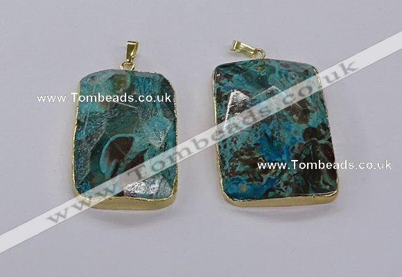 CGP3280 30*50mm - 35*55mm faceted rectangle ocean agate pendants