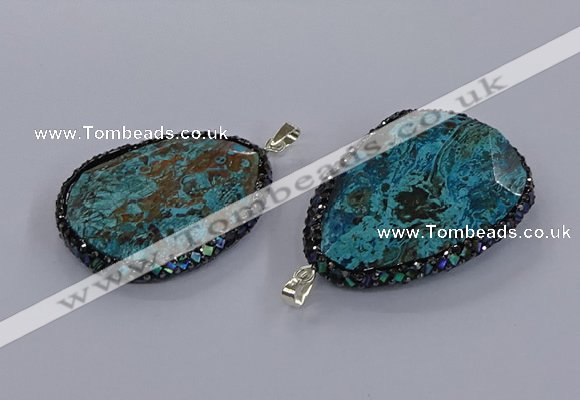 CGP3284 40*50mm - 45*55mm faceted freeform ocean agate pendants