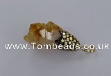 CGP3296 20*40mm - 25*45mm faceted freeform druzy citrine pendants